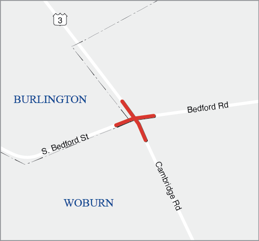 WOBURN AND BURLINGTON: INTERSECTION RECONSTRUCTION AT ROUTE 3 (CAMBRIDGE ROAD) AND BEDFORD ROAD AND SOUTH BEDFORD STREET 
